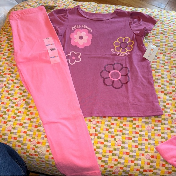 Garanimals Toddler Girls Size 5T New NWT Short Long Sleeve Shirt 2 Leggings Set - Picture 8 of 8